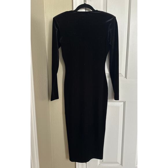 Good American Black Velvet Midi Dress Ribbed Size 2 - Picture 6 of 9